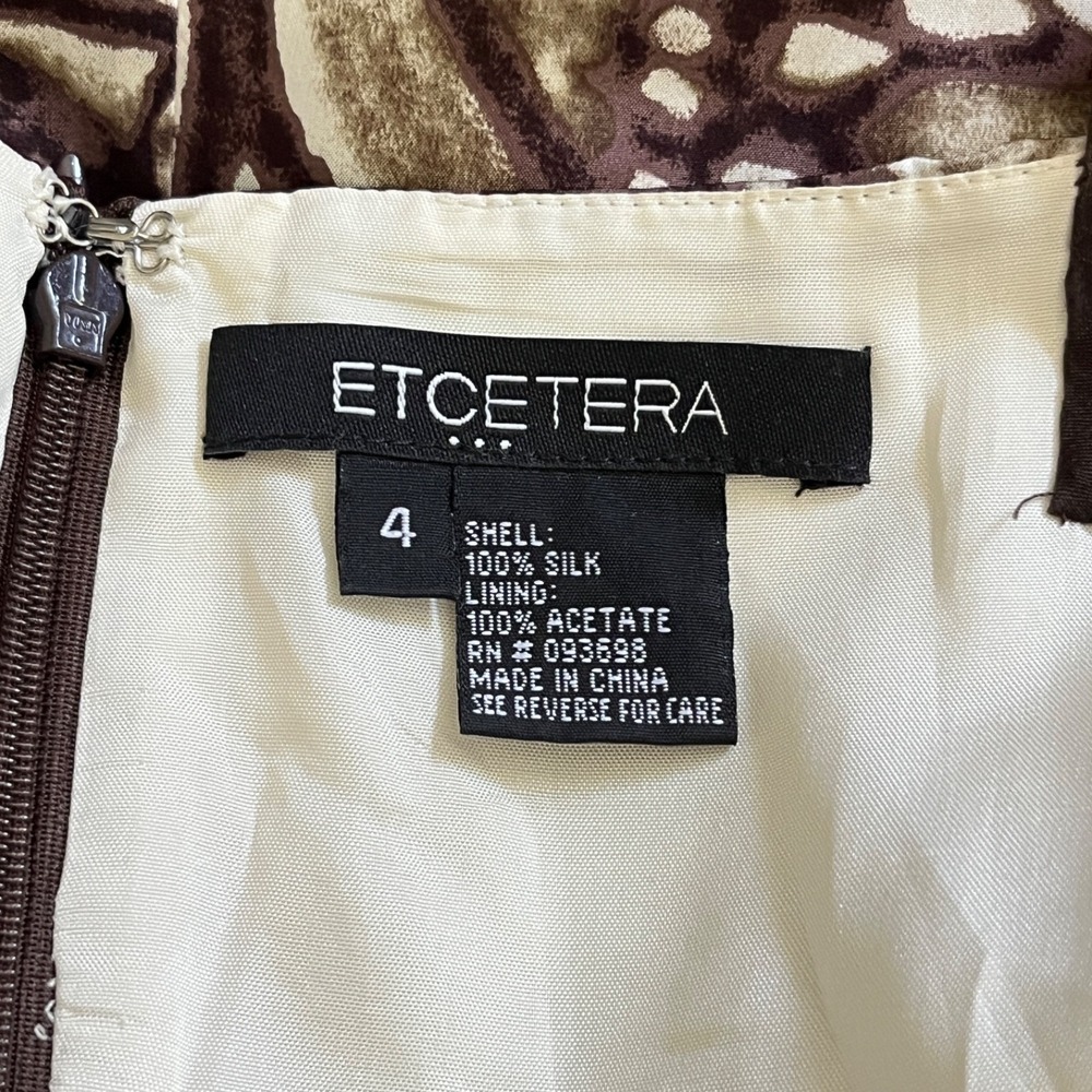 Vintage Etcetera Silk Dress Womens 4 Brown Blue Butterfly Wing Fairycore Y2K - Picture 8 of 8